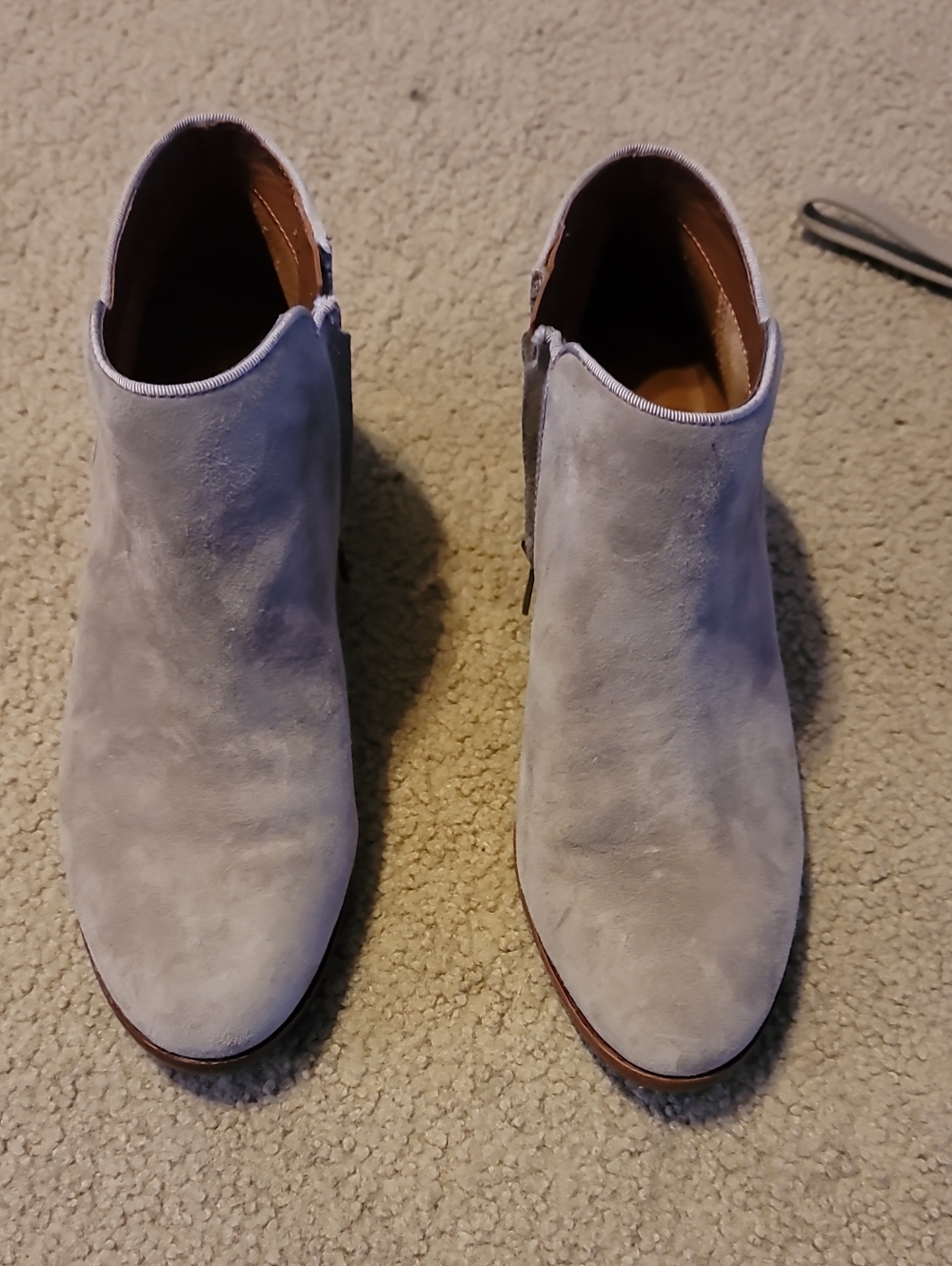 Sam Edelman Suede Ankle Boots in Light Gray